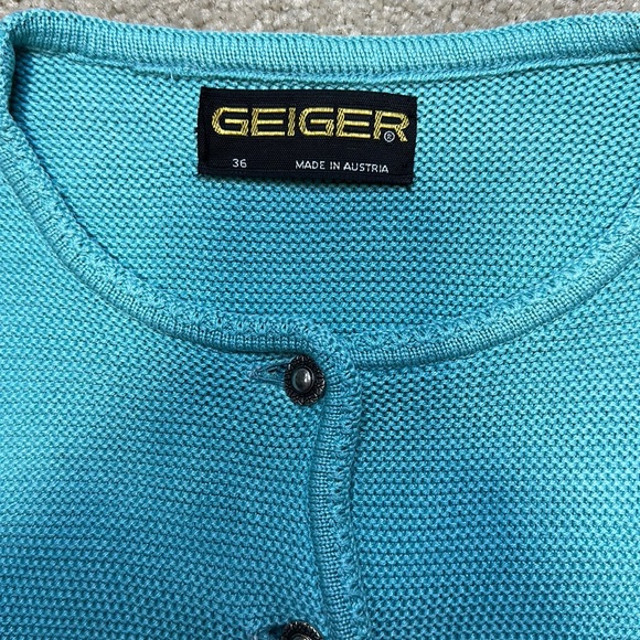 Geiger of Austria blue knit button down cardigan S - Picture 10 of 13